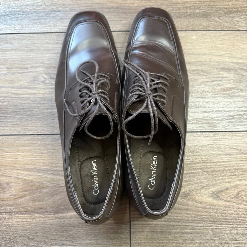 Calvin Klein Leather‎ Oxford Dress Shoes Men's Size 11M Elroy Derby Formal Brown